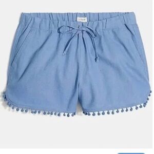 J. Crew Light Blue High Waist Shorts with Pom-Pom Trim